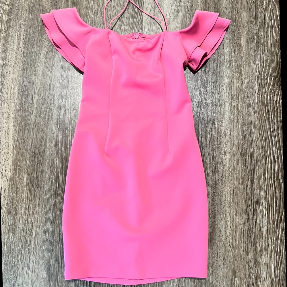 Guess Off Shoulder Charmaine Dress Pink Ruffle